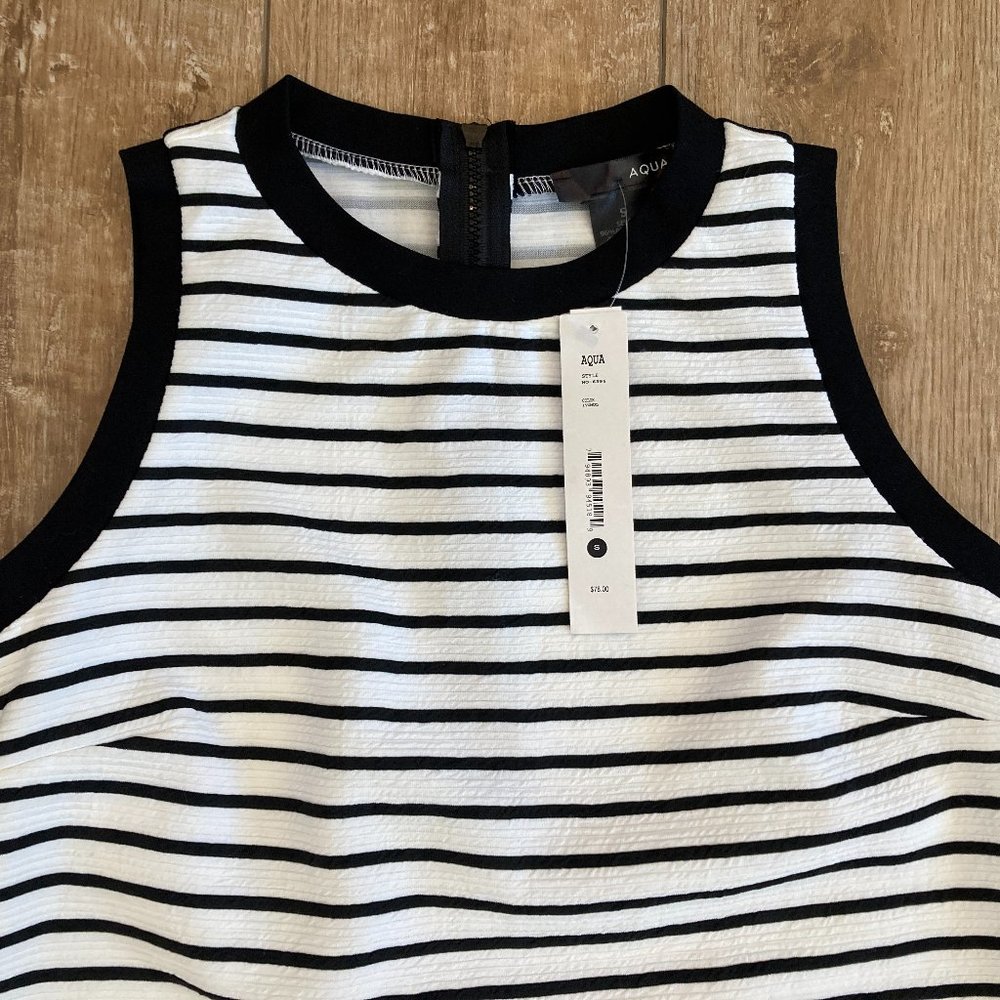 NWT Aqua White and Navy Striped Dress Size Small - Picture 2 of 4